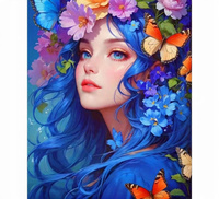 Malowanie Po Numerach Kobieta W Kwiatach Manga 50X40 Cm Z Ramą Kreatywne