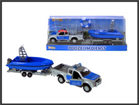 POLICJA MITSUBISHI PICK-UP METAL Z ŁODZIĄ DŹWIĘKI