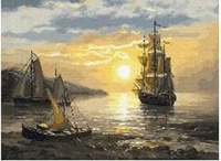 Diamentowa Mozaika Zachód Słońca Na Morzu 30x40 Cm Kreatywne Diamenty