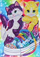 Diamentowa Mozaika Haft 7D Koty W Bucie Trampek 30X40 Cm