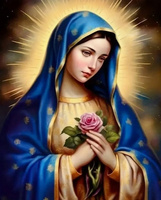 Diamentowa Mozaika Maryja Z Różą 30X40 Cm Kreatywne Diamenty