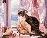 Malowanie Po Numerach Kot Na Parapecie