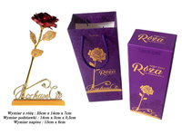 CZEROWNA WIECZNA RÓŻA ZE ZŁOTĄ ŁODYGĄ NAPIS KOCHAM CIĘ PREZENT WALENTYNKI