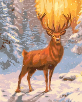 Malowanie Po Numerach Jeleń Na Tle Śnieżnego Lasu 50X40 Z Ramą Kreatywne