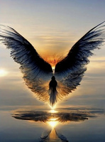 Diamentowa Mozaika Skrzydlata Postać O Zachodzie 30x40Cm Kreatywne Diamenty