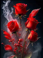 Malowanie Po Numerach Czerwone Róże Na Czarnym Tle 40X50 Cm Na Ramie