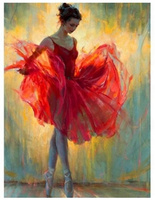 Malowanie Po Numerach Tancerka W Czerwonej Sukni 40X50 Cm Na Ramie