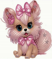 Diamentowa Mozaika Na Ramie Pies Z Kokardą Haft Kreatywny 23x30 Cm