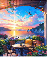 Malowanie Po Numerach Dom Z Patio 50x40 Cm Z Ramą Kreatywne