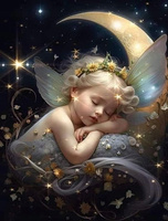 Malowanie Po Numerach Wrózka Na Księżycu 50X40 Cm Z Ramą Kreatywne