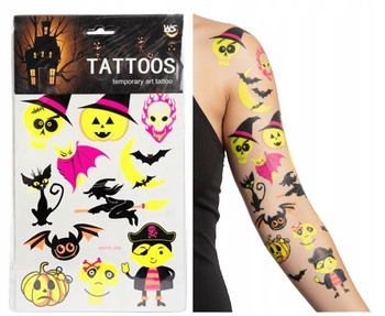 Tatuaże Halloween Tatuaże Zmywalne Fluorestencyjne 12 Arkuszy