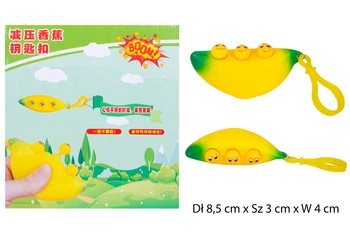 BANAN 3 BUŹKI ZABAWKA ANYSTRES*20 BOX BRELOK   pak 480
Dł 8,5 cm x Sz 3 cm x W 4 cm 
Waga : 17 g
