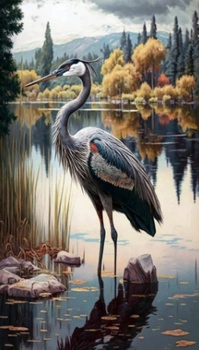 Diamentowa Mozaika Ptak Piękny Żuraw W Stawie 30x40Cm Kreatywne Diamenty