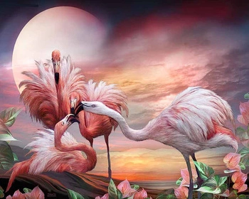 Malowanie Po Numerach Flamingi 50x40 Cm Z Ramą Kreatywne