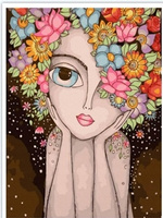 Malowanie Po Numerach Kobieta Z Kwiatami Rysunek 40X50 Cm Na Ramie