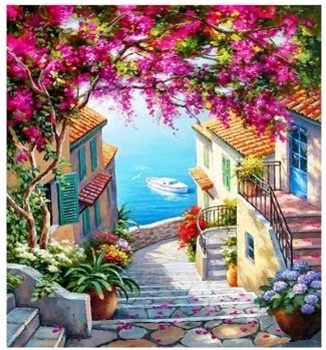 Diamentowa Mozaika Uliczka Z Widokiem Na Morze 30x40 Cm Kreatywne Diamenty