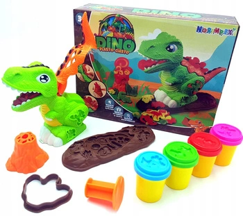 Dinozaur Zestaw Masa Plastyczna Wyciskarka + Wulkan Diy