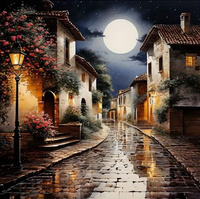 Diamentowa Mozaika Uliczka Miasta Nocą 30X40 Cm Kreatywne Diamenty