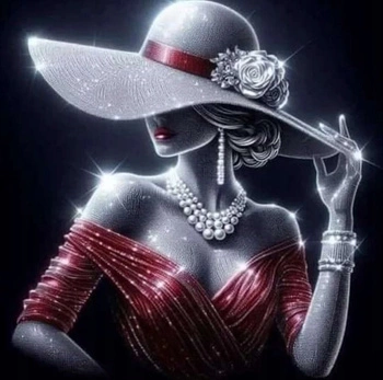 Diamentowa Mozaika Haft Kreatywny Elegancka Kobieta Z Diamentu 30x40 Cm