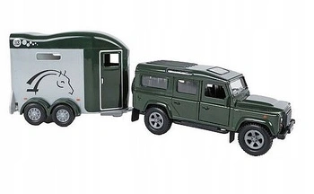 Samochód Pojazd Autko Metalowe Dla Dzieci Land Rover Zielony Z Przyczepą