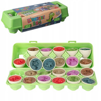 Klocki Jajka Edukacyjne 12 Szt Nauka Kształtów Kolorów Dinozaury Montessori