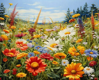 Diamentowa Mozaika Kwietna Łąka Kwiaty 30x40Cm Kreatywne Diamenty