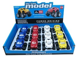 AUTO METAL*12 NA RESORACH Z OCZKAMI KARTON   432/216
Wymiary displaya35x26x6 po rozłożeniu wysokość 22 cm / Wymiary szt 7x8x5,5 cm / Waga displaya 0,866 kg, szt 0,055 kg