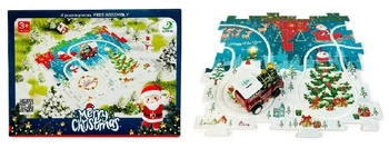 KOLEJKA PUZZLE ŚWIĄTECZNE Z LOKOMOTYWĄ KARTON  
puzzle z motywem świątecznym, 4 elementy, z których budujemy swój tor,+ lokomotywa 
zasilanie :bateria AAA- niezałaczona
wymiary: 26 x 26 x 9,2 cm, wymiary opakowania: 19,5 x 14,5 x 4,5 cm