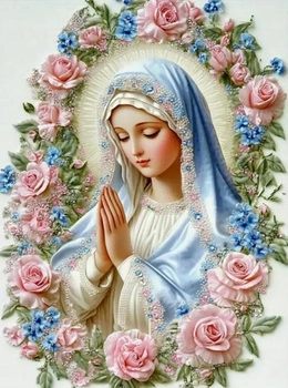 Diamentowa Mozaika Maryja Modląca Się W Wieńcu 30x40 Cm Kreatywne Diamenty