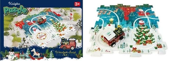 KOLEJKA PUZZLE ŚWIĄTECZNE Z LOKOMOTYWĄ, pak 72 
puzzle z motywem świątecznym, 
4 elementy, z których budujemy swój tor,
wymiary: 26 x 26 x 9,2 cm 
wymiary opakowania: 19,5 x 14,5 x 4,5 cm