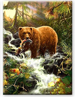 Diamentowa Mozaika 30x40cm Haft Diamentowy Niedźwiedź Nad Strumieniem