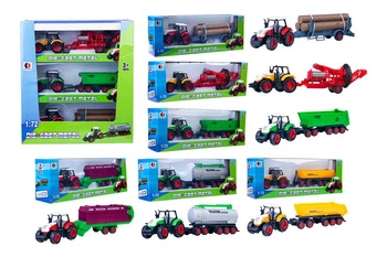 TRAKTOR Z PRZYCZEPĄ 6 WZORÓW MASZYN CAST METAL