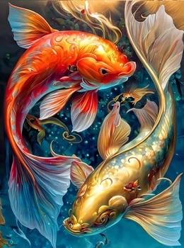 Diamentowa Mozaika Ryby Yin Yang Karpie 30x40 Cm Kreatywne Diamenty