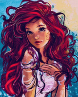 Diamentowa Mozaika Portret Ruda Kobieta Z Dużymi Brązowymi Oczami 30x40 Cm