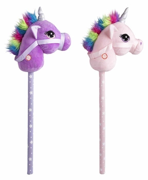 PLUSZOWA GŁOWA KONIA JEDNOROŻCA NA KIJU PATYKU Z DŹWIĘKIEM