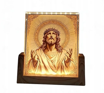 Obraz Podświetlany Jezus Rycina Kabel USB Podświetlenie LED