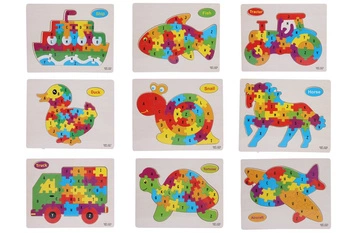 DREWNO UKŁADANKA ,PUZZLE POJAZDY, Z ZWIERZĘTA Z LITEREKAMI FOLIA PAK 240
Wymiary 18x22,8x0,5 cm / Waga 84 g