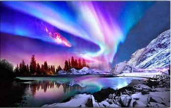 DIAMENTOWA MOZAIKA HAFT DIAMENTOWYKREATYWNY ZORZA POLARNA 80X40CM