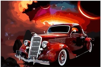 Diamentowa Mozaika Auto Czerwona Limuzyna 30x40