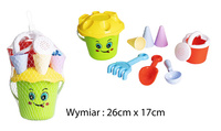 ZESTAW DO PIASKU KONEWKA LODY  pak-48 /6
Wymiar : 26cm x 17cm 
W zestawie L Konewka, wiaderko, 3 foremki na piasek , łopatka , grabię oraz łyżeczka do piasku