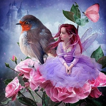 Diamentowa Mozaika Calineczka Z Jaskółką 30x40 Cm Kreatywne Diamenty