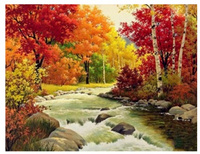 Diamentowa Mozaika Haft Diamentowy Potok Jesienny 30X40 Cm Kreatywne Diamenty