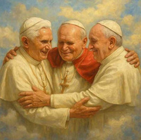 Diamentowa Mozaika Papież Spotkanie 3 Papieży 30x40 Cm Kreatywne Diamenty