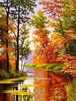 Malowanie Po Numerach Jesień Nad Rzeką 40x50 Na Ramie Kreatywne