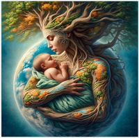 Diamentowa Mozaika Kobieta Matka Ziemia Z Dzieckiem 30x40 Cm Kreatywne