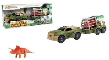 AUTO Z PRZYCZEPĄ DO SKRĘCANIA + DINOZAUR STEGOZAUR, PAK-48
Wymiary opakowania :  36,5CM X 11CM X 16,5CM 
Wymiar pojazdu : 34CM X 9CM X 10CM 
Figurka : 15CM X 6,6CM