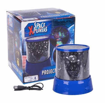 Projektor Lampka Z Motywem Kosmosu Zmienne/ Stałe Kolory Na USB Niebieski