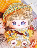 Diamentowa Mozaika Na Ramie Bawełniana Żółta Lalka Haft Kreatywny 23x30 Cm