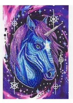 Diamentowa Mozaika Jednorożec Niebieski W Fiolecie 30x40 Cm Kreatywne