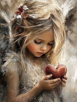 Diamentowa Mozaika Dziewczynka Z Sercem W Ręku 30x40 Cm Kreatywne Diamenty